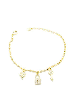 Kilit Charm Bileklik - Altın