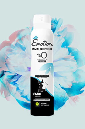 3 Adet Emotion Invisible Fresh Black & White Kadın Deodorant 150ml Vegan, Leke Bırakmaz