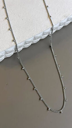 Boncuklu Zincir Kolye - Gümüş