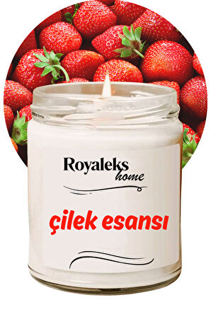 Doğal Özel Seri Kokulu Dekoratif Kavanoz Mum 210 cc - Çilek Esansı - RYL