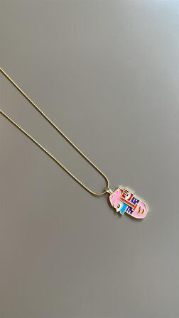 Mineli Yüz Desenli Kolye - ÇOK RENKLİ