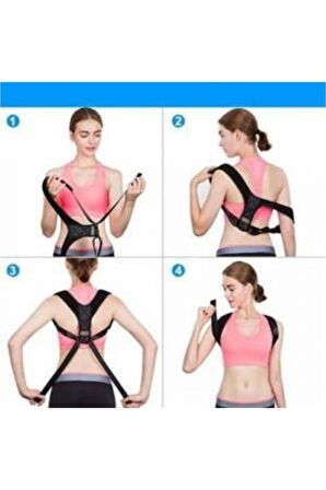 Deri Desenli Dik Durus Korsesi Kadın Erkek Ayarlanabilir Omuz Destekli Kamburluk Dik Duruş Korsesi