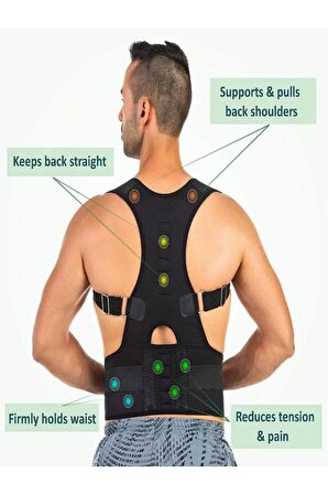 Unisex Siyah Manyetik Dik Duruş Korsesi Dik Durmak Için Korse Aparatı