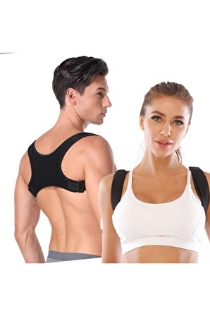 Unisex Siyah Ortopedik Dik Duruş Korsesi Bel Sırt Omuz Kamburluk Korsesi