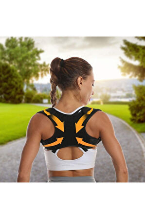 Unisex Siyah Ortopedik Dik Duruş Korsesi Bel Sırt Omuz Kamburluk Korsesi