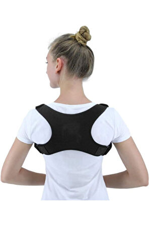Unisex Siyah Ortopedik Dik Duruş Korsesi Bel Sırt Omuz Kamburluk Korsesi