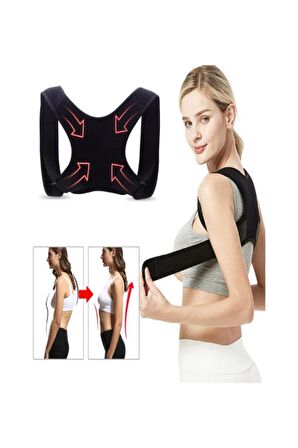 Unisex Siyah Kamburluk Önleyici Ayarlanabilir Yeni Nesil Dik Duruş Aparatı Korse