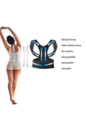 Ortopedik Dik Duruş Korsesi Kamburluk Önleyici Unisex Balenli Manyetik Korse