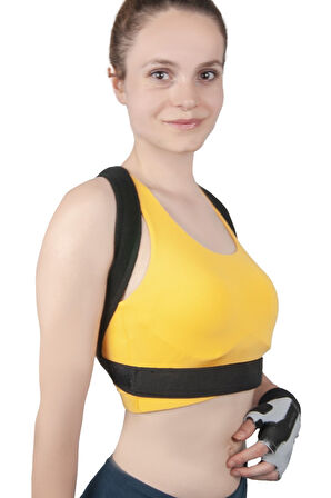 Unisex Siyah Balenli Medikal Korse Ortopedik Kamburluk Önleyici Sırt Dik Duruş Korsesi