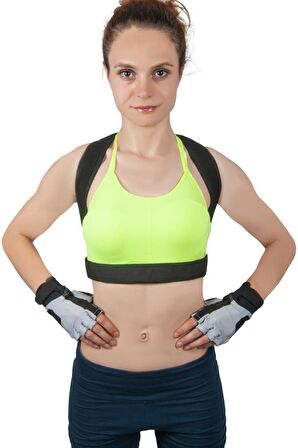 Unisex Siyah Balenli Medikal Korse Ortopedik Kamburluk Önleyici Sırt Dik Duruş Korsesi