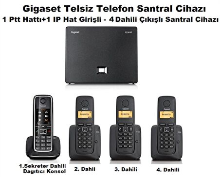 Gigaset C530 IP 4 Dahili Dect Telsiz Kablosuz Telefon Santrali