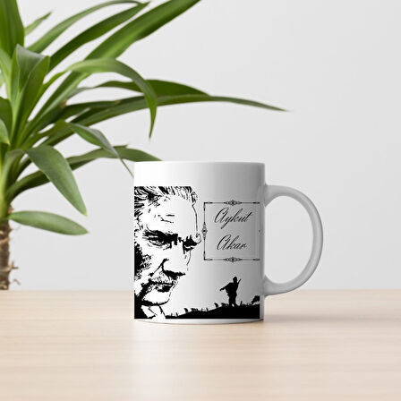 Kişiye Özel Atatürk Silüetli İsimli Kupa Bardak