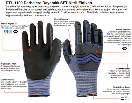 Darbelere Kesilmelere Dayanıklı Starline Stl-1109 Eldiven No 10