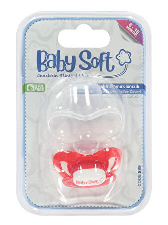 Baby Soft Kapaklı Damaklı Emzik 6-18 Ay Kırmızı