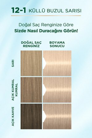 Kalıcı Doğal Renkler 12-1 Küllü Buzul Sarısı Hindistan Cevizi Yağı Saç Boyası