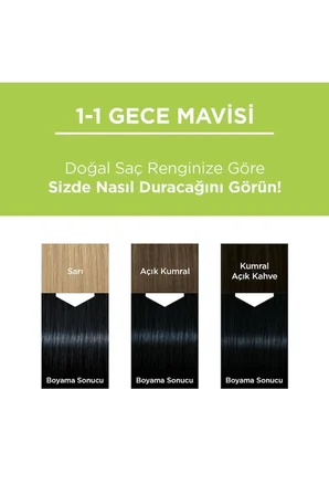 Kalıcı Doğal Renkler Saç Boyası 1-1 Gece Mavisi