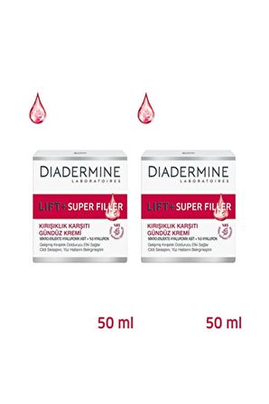 Diadermine Lıft+ Tüm Cilt Tipleri İçin Su Bazlı Yağsız Nemlendirici Yüz Bakım Kremi 2 x 50 ml