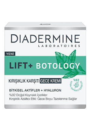 Diadermine Lift+ Botology Kırışıklık Karşıtı Gece Kremi 50 ml. (%92 Doğal Kaynaklı)