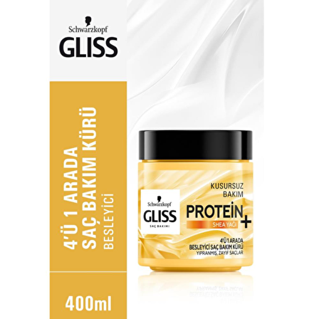 Gliss Kusursuz Bakım Protein Shea Yağı 4'ü 1 Arada Besleyici Saç Bakım Kürü 400ml