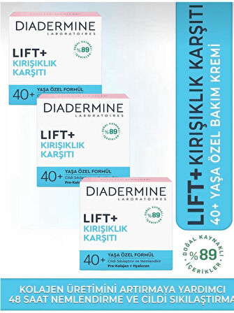 Lift+Kırışıklık Karşıtı 40+ Yaşa Özel Bakım Kremi 50 ml X 3 Adet