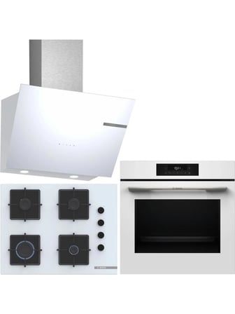 Bosch Beyaz 3 Lü Ankastre Set 383 ( HJG852YW0T - POP7C2P30O - DWK66PJ20T ) 67CM Ocak - 3D Fry Hava