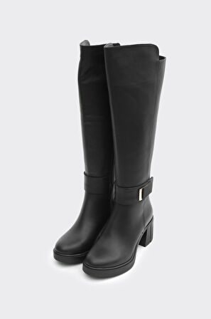 Hakiki Deri Kalın Topuklu Kadın Çizme