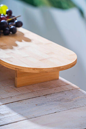 Ayaklı bambu sunum tepsisi oval