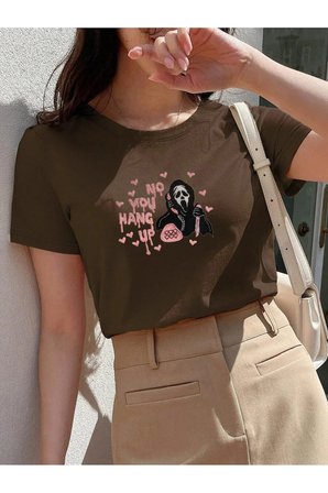Unisex No You Hung Up Baskılı Tasarım Tshirt