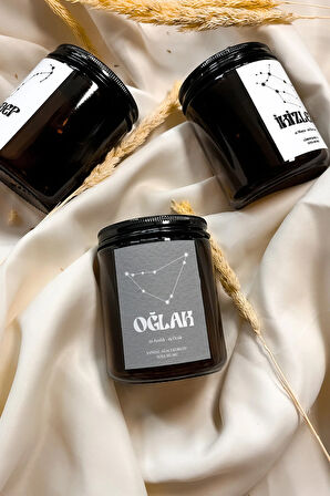 Oğlak Burcu Sandal Ağacı Kokulu %100 Soya Mumu Amber Kavanoz Mum