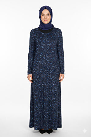 Barem Kadın Funda Belden Basene Büzgülü Penye Lacivert Elbise D57