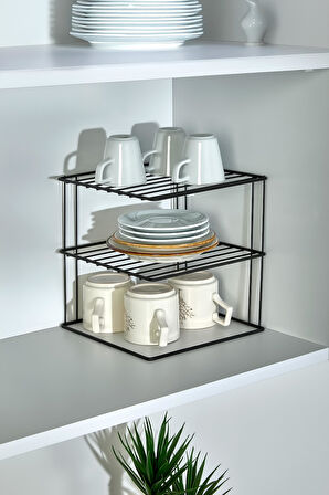 3 Katlı Metal Dolap İçi Düzenleyici Organizer