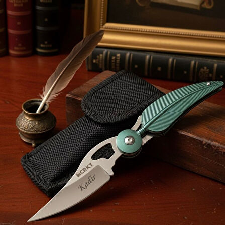 Kişiye Özel CRKT Xeaf Tüy Tasarım Kılıflı Çakı