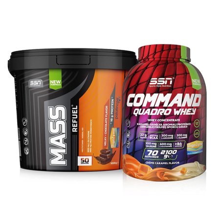 SSN Bulk Power Mass Gainer 5000G (Çikolata) + SSN Command 2100G (Krem Karamel)