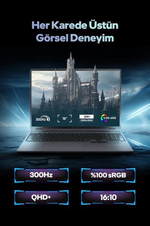 Game Garaj Slayer R9T-5070 V2 C1 AMD Ryzen 9 8945HX 32GB RAM 1TB SSD RTX5070 16" 300Hz QHD+ IPS FreeDOS Oyuncu Laptop