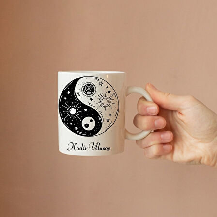 Kişiye Özel Yin Yang Tasarımlı İsimli  Kupa
