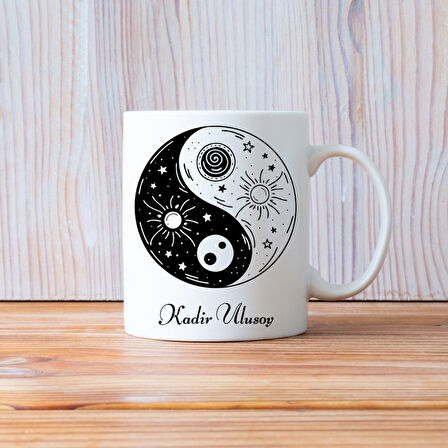 Kişiye Özel Yin Yang Tasarımlı İsimli  Kupa