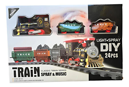  Işıklı Klasik Buharlı Tren - 24 Parça