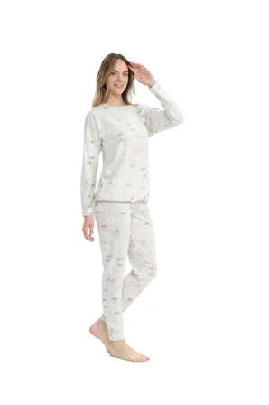 U.S. Polo Assn. Kadın Uzun Kollu Yuvarlak Yaka Pijama Takımı S25120