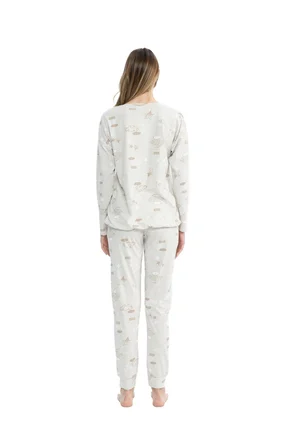 U.S. Polo Assn. Kadın Uzun Kollu Yuvarlak Yaka Pijama Takımı S25120