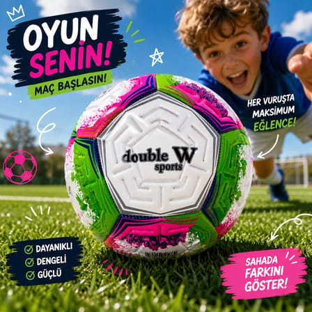 Double W Sports 5 Numara Futbol Topu – Dikişli Dayanıklı Antrenman ve Maç Topu