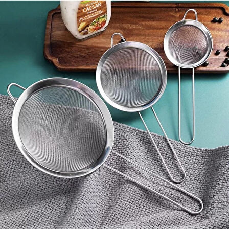 3lü metal süzgeç paslanmaz Çelik (12-14-16cm)