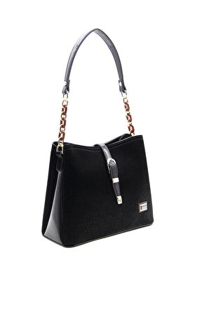 Silver Polo  Kadın Omuz Çantası 974-38491 SILVER POLO Kadın ÇANTASI M158 SİYAH-RUGAN SİYAH