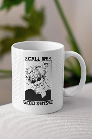 Gojo Sensei  Anime Baskılı Beyaz Porselen Kupa Bardak