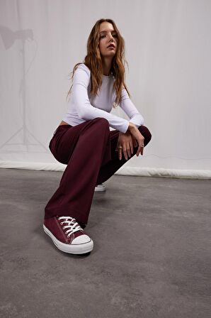 DeFacto Wide Leg Klasik Kumaş Pantolon Geniş Bol Paça Çift Cepli Yüksek Bel Standart Boy Basic Düz D4360AX25SPBR455