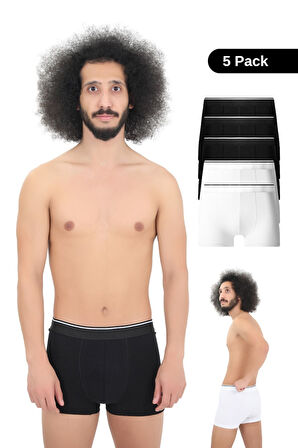 Erkek Pamuklu Likralı Boxer 5'li Premium Paket Çeyizlik Özel Dizayn