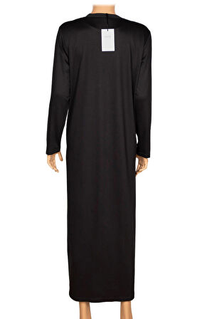 Elele Kadın Alice Büyük Beden Nervürlü Taşlı Boydan Siyah Elbise