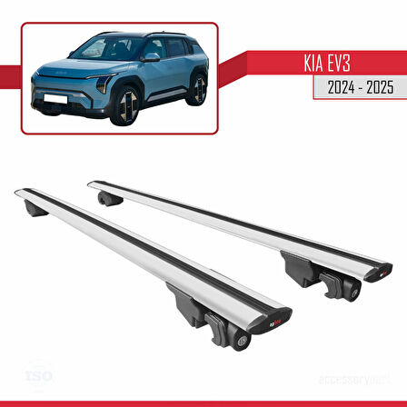 Kia EV3 2024-2025 Arası ile Uyumlu HOOK Model Ara Atkı Tavan Barı Gri 2 Adet