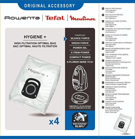  Rowenta Hygiene+ Toz Torbası(Bir pakette 4 adet) yeni seri