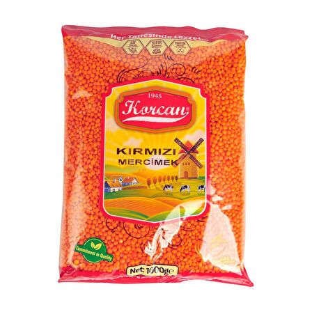 Korcan Kırmızı Mercimek 1 kg x 8 Adet