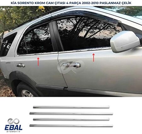 Kia Sorento Krom Cam Çıtası 4 prç P.Çelik 2002-2010 ARASI
